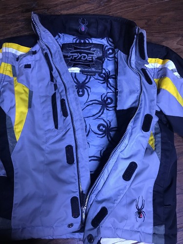 Spyder Insulated Ski/Winter Jacket Parka Kid's Size 10 - Color Gray Black Yellow