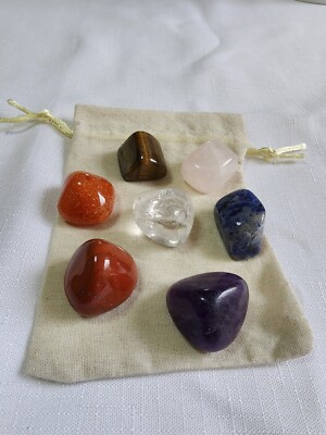 Healing 7 Chakra Crystals Polished Tumbled gemstone Set Natural Reiki