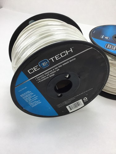 CE TECH 250 Feet Cat3 CMX Telephone Line Cable Cord Extension White Wire Phone