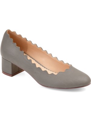 

JOURNEE COLLECTION Женские серые туфли без шнуровки Maybn на блочном каблуке с зубчатым краем, Серый, MAYBN-PUMP