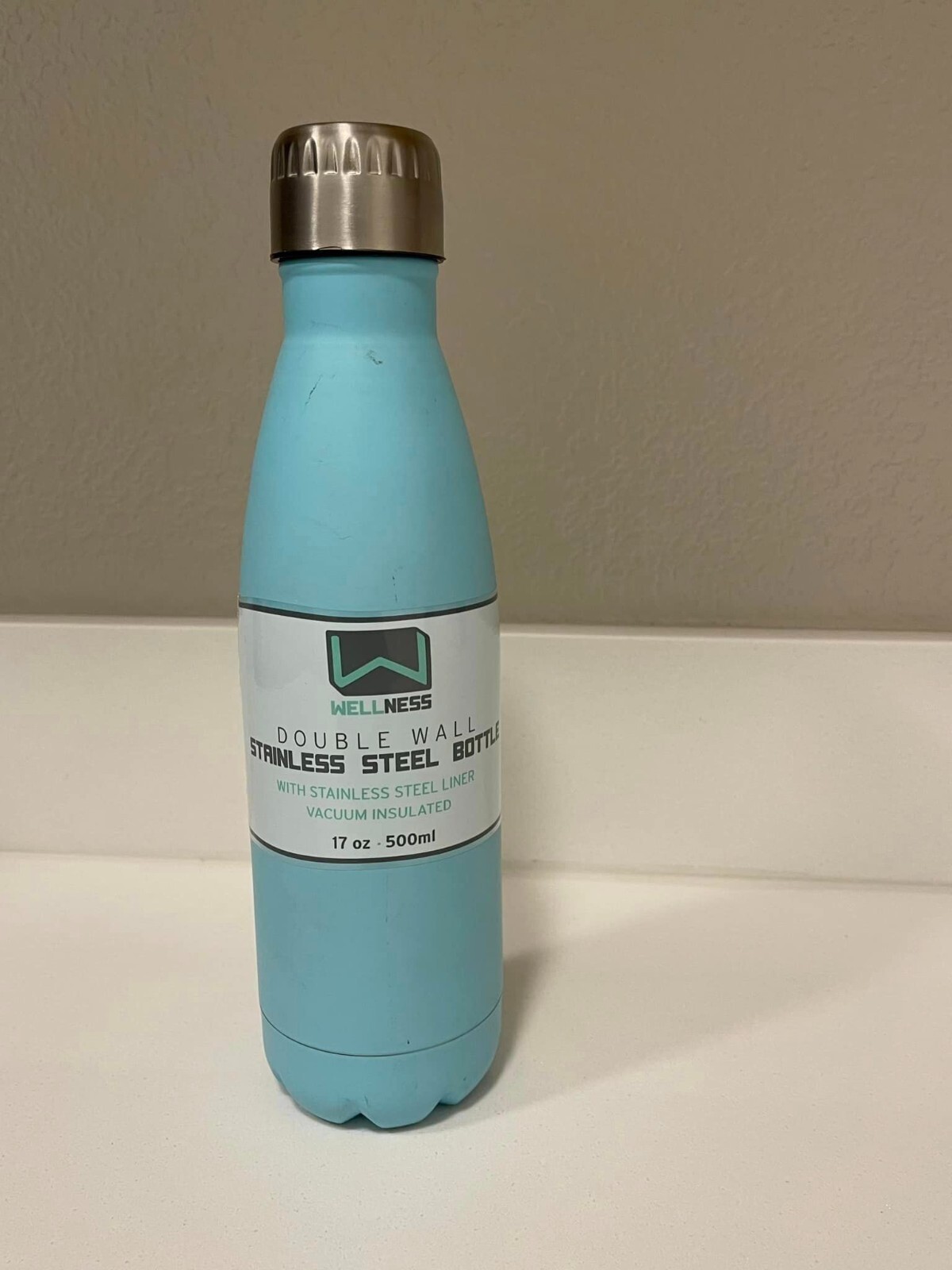 Wellness Double Wall Stainless Steel Water Bottle 17oz 500ml Vacuum Insulated