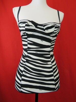 DOLCE&GABBANA モジー DOLCE & GABBANA M51397 BLACK WHITE ZEBRA LOGO BRA STRETCH