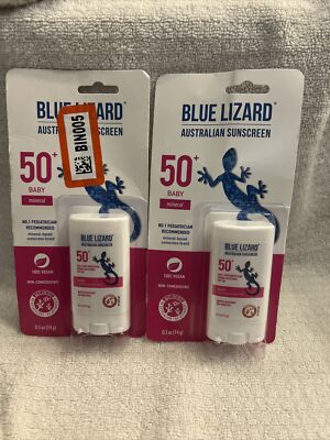 New Sealed BLUE LIZARD Australian SUNSCREEN 50+ BABY Mineral 2 PACK EXP 01/25