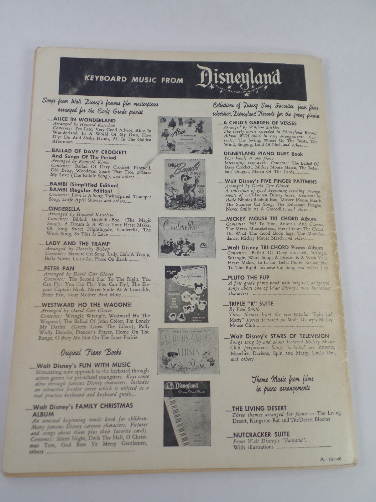 Best of Walt Disney 40 Song Album 1960 Sheet Music Book