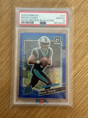 2023 Panini Rated Rookie Optic Preview Blue Scope Prizm #311 Bryce Young Psa 10