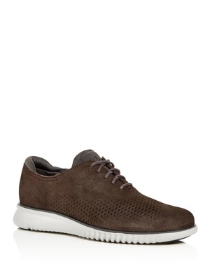 

COLE HAAN Мужские коричневые кожаные оксфорды на танкетке 2.zerogrand с круглым носком, Коричневый, C28257