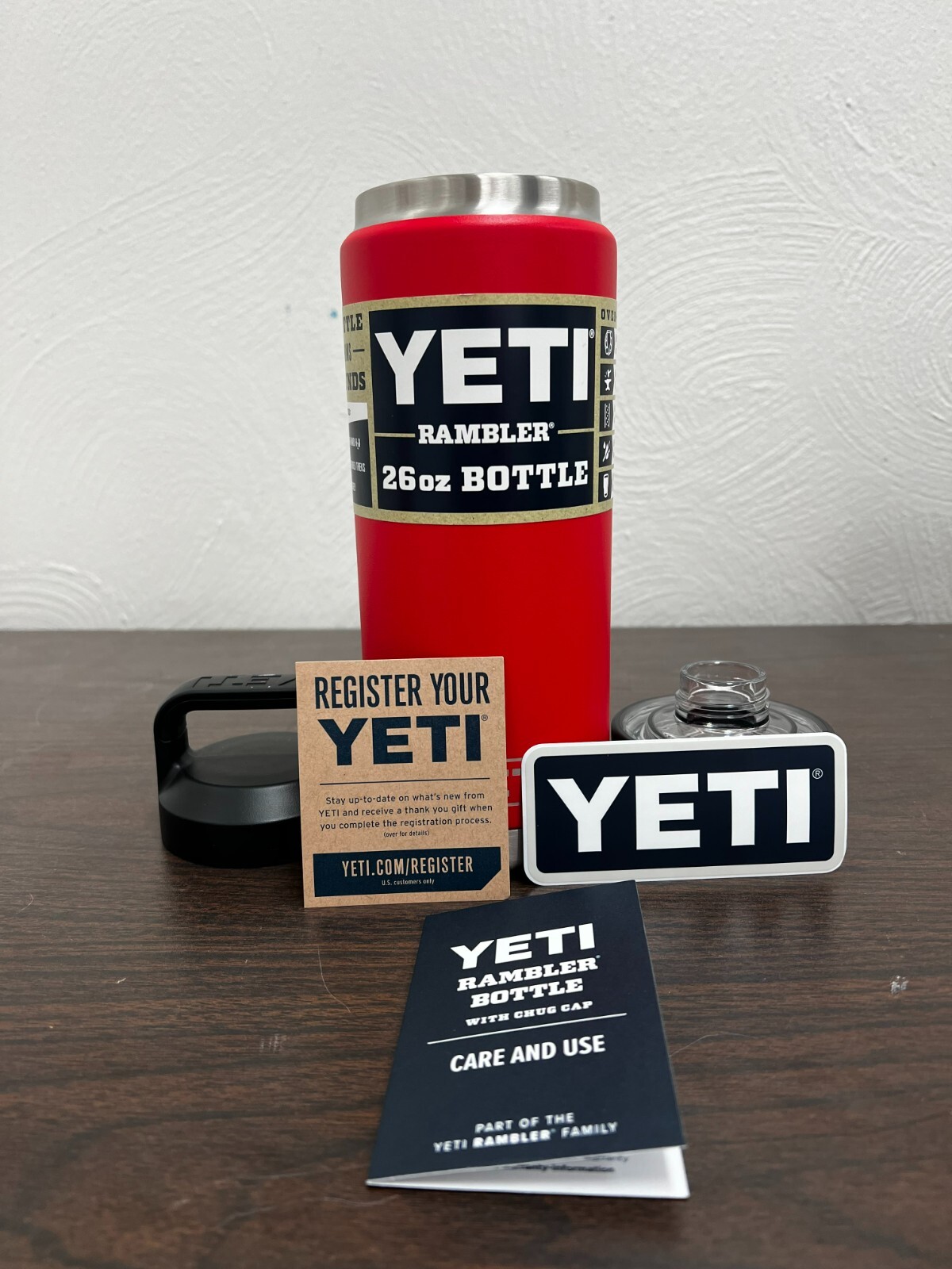 YETI Rambler 26oz Water Bottle with Chug Cap - Rescue Red (Limited Edition)