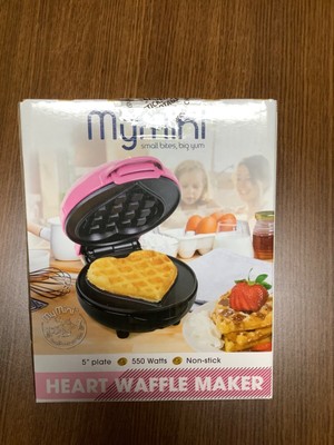 MYMINI Heart Waffle Maker 5  Pink makes mini single waffle NIB Heats up quick