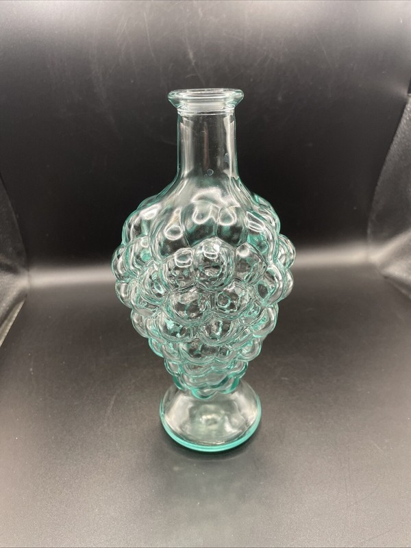 Modder Italy Blue Green Grape Wine Decanter Glass W/ Cork