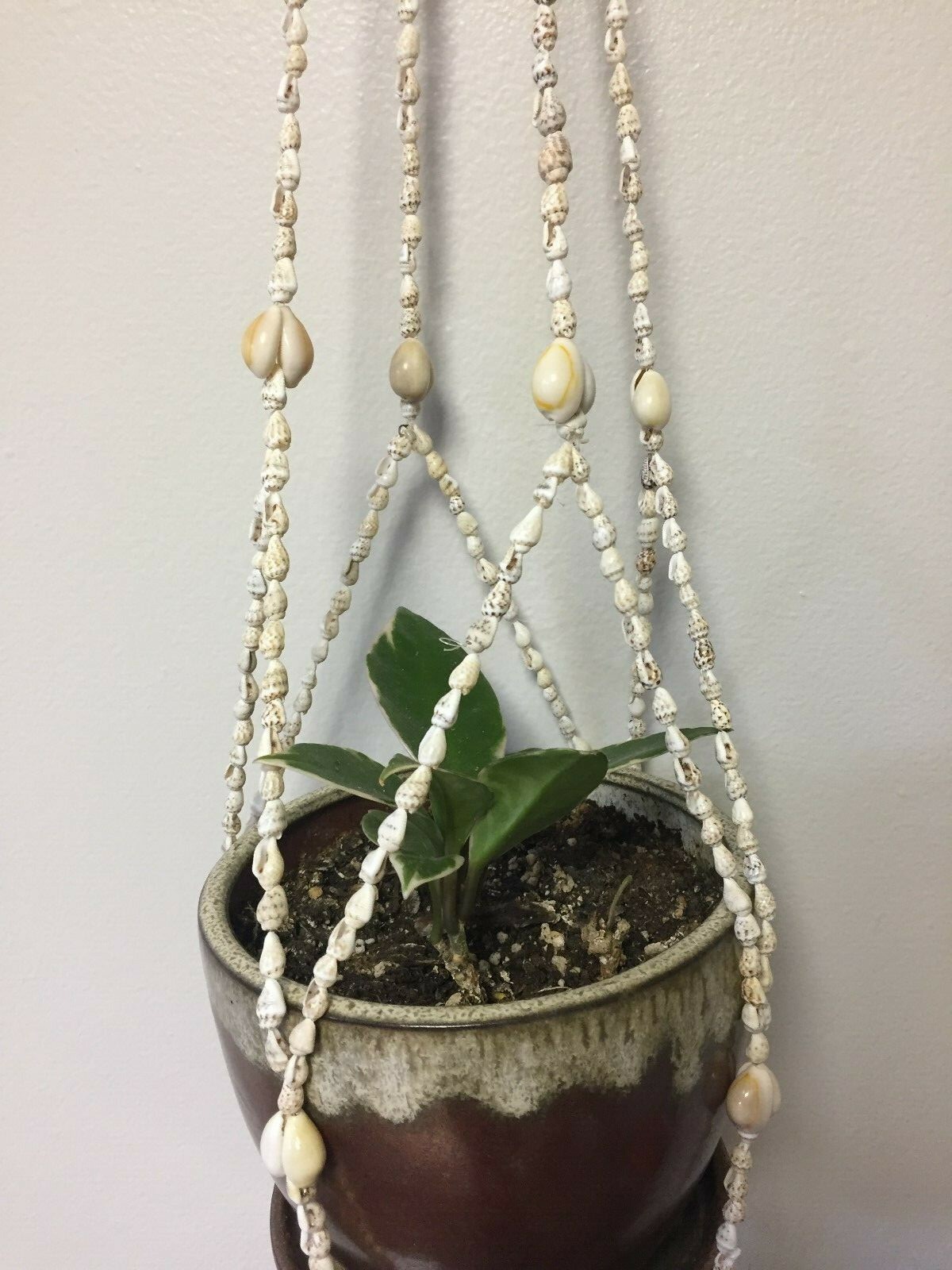 Vintage Macrame Seashell Hanging Plant Fixture