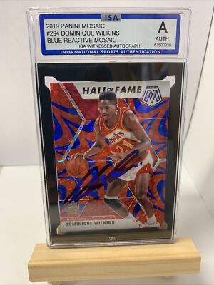 2019-20 Panini Mosaic Dominique Wilkins 294 Blue Reactive On Card Auto Graded
