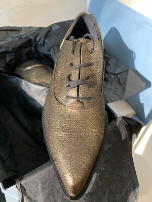 Lanvin Richelieu Leather NIB lace Up Shoes Size 37 $890. Aged Gold. ULTRA LUXURY