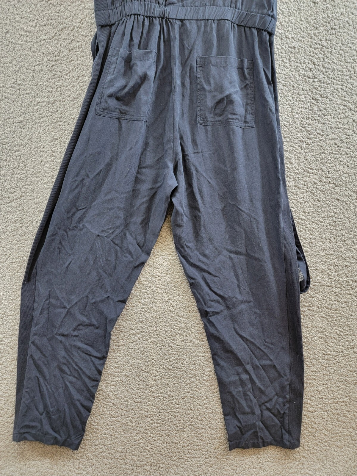 Splendid Colette Belted Jumpsuit Women's M Navy Round Neck Button Front Pull On - Picture 14 of 19