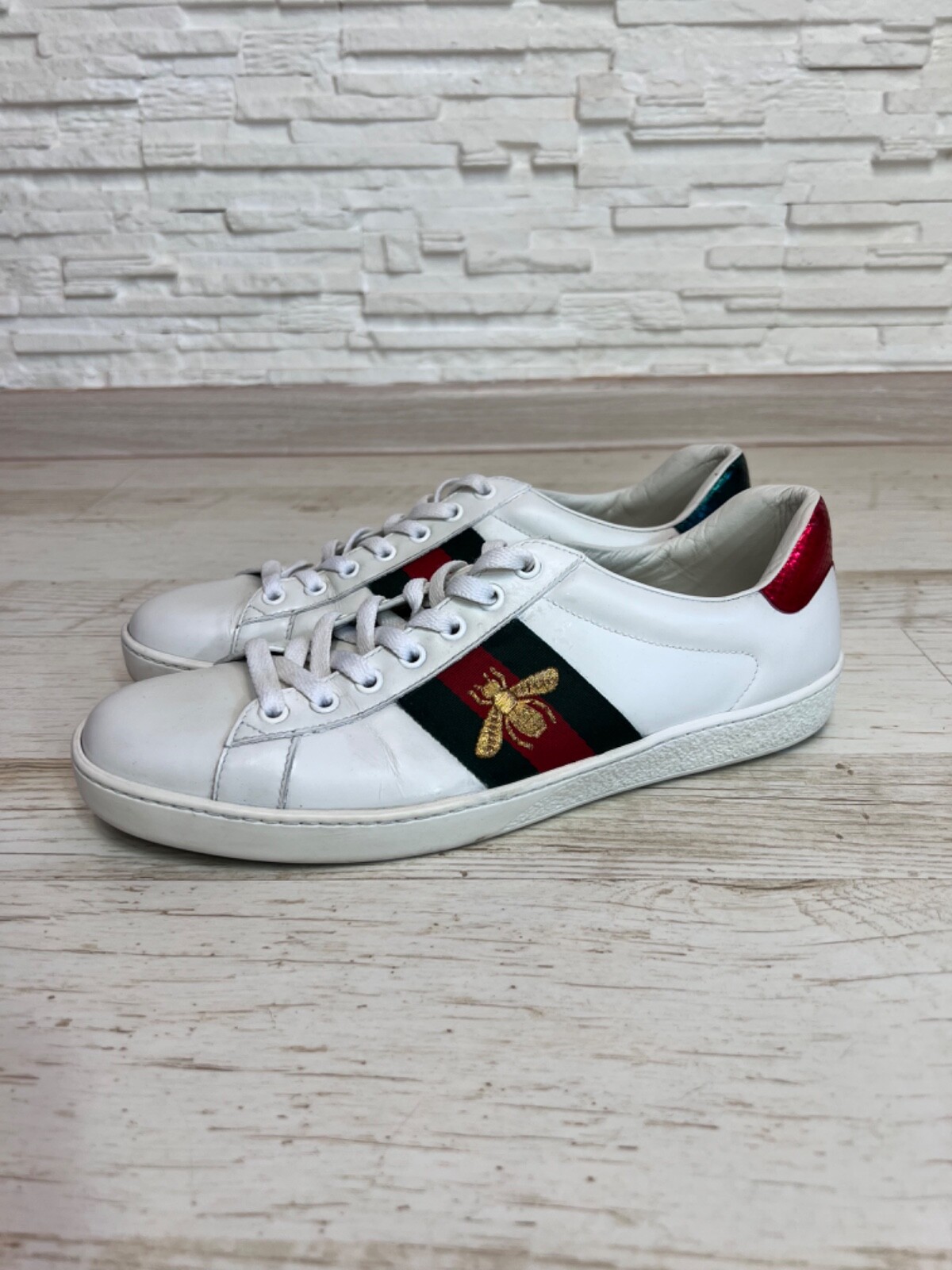 GUCCI メンズ ビー刺繡 レザー スニーカーAce サイズ9 ※使用感あり GUCCI メンズ ビー刺繡 レザー スニーカーAce サイズ9 ※使用感あり