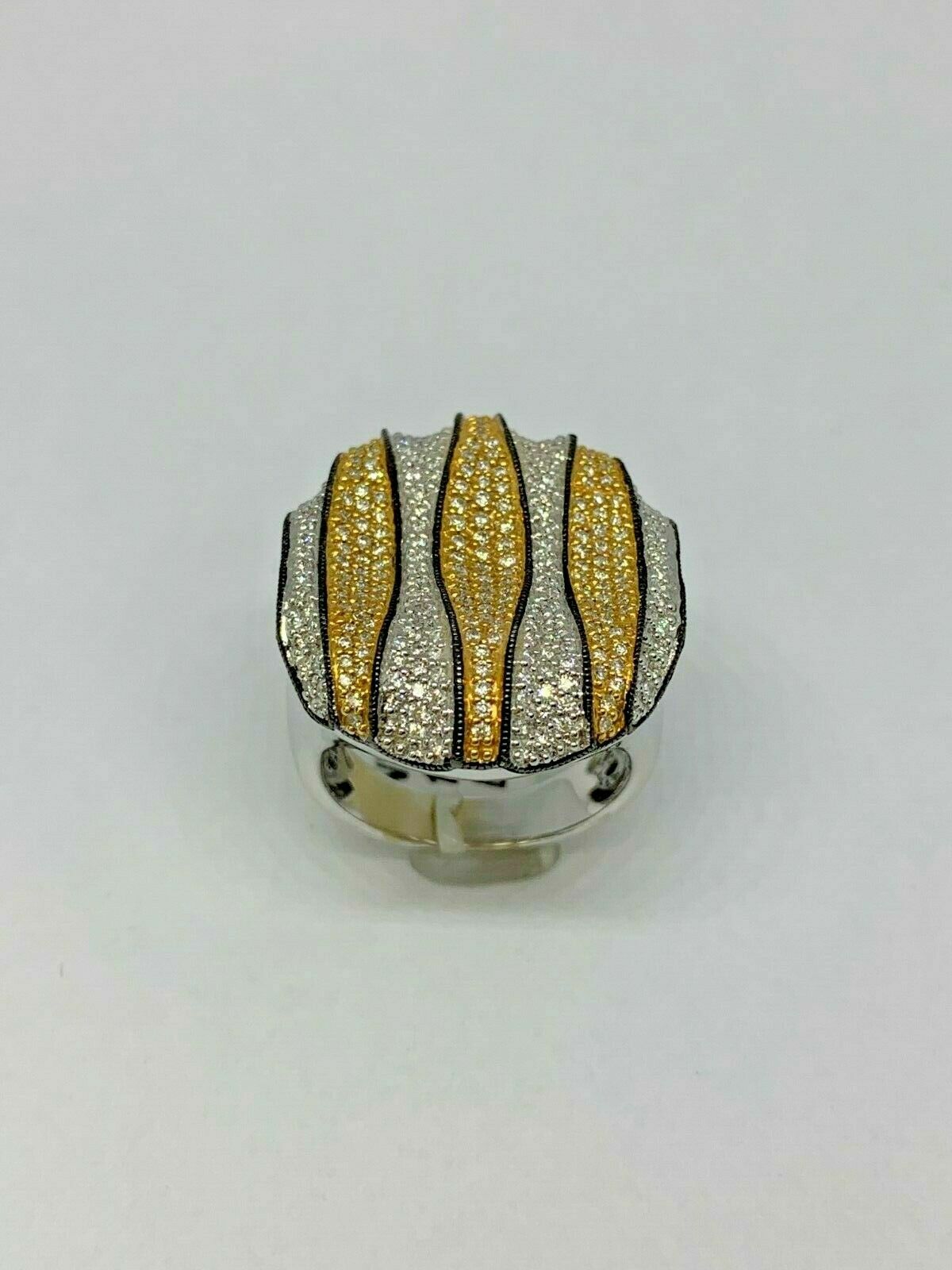 Pre-owned Online0369 1.58 Ct Round Yellow Cubic Zirconia Mens Large Ring 925 Sterling Silver