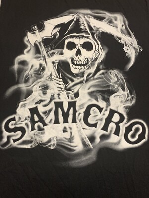 Sons of Anarchy SAMCRO Shirt Adult Large Black Skull Reaper Sleeveless Muscle T