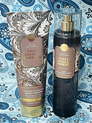 Bath & Body Works COZY VANILLA BOURBON Fragrance Mist & Body Cream Set