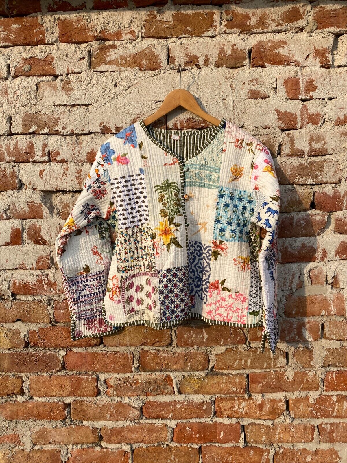 White Quilted Cotton Patchwork Jacket Handmade Cotton Jacket White Quilted Cotton Patchwork Jacket Handmade Cotton Jacket