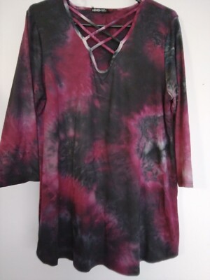 Size XL plum and black tie dye blouse by Hemish USA. Excellent condition