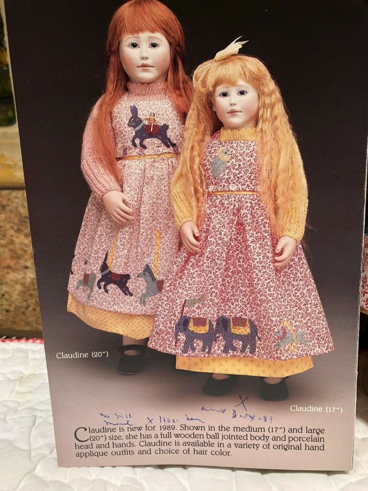 LYNNE AND MICHAEL ROCHE DOLL    CLAUDINE  DOLL  20 INCH  1989 MINT NEVER PLAYED