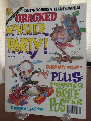 Vintage Cracked Humor Magazine Nov 1989 #7 Monster Party Freddy And Jason