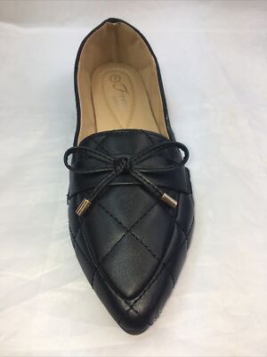 FOREVER-STELLA18 BALLET FLAT QUILTED BOMBER POINTE TOE BOW Women Comfort Slip On