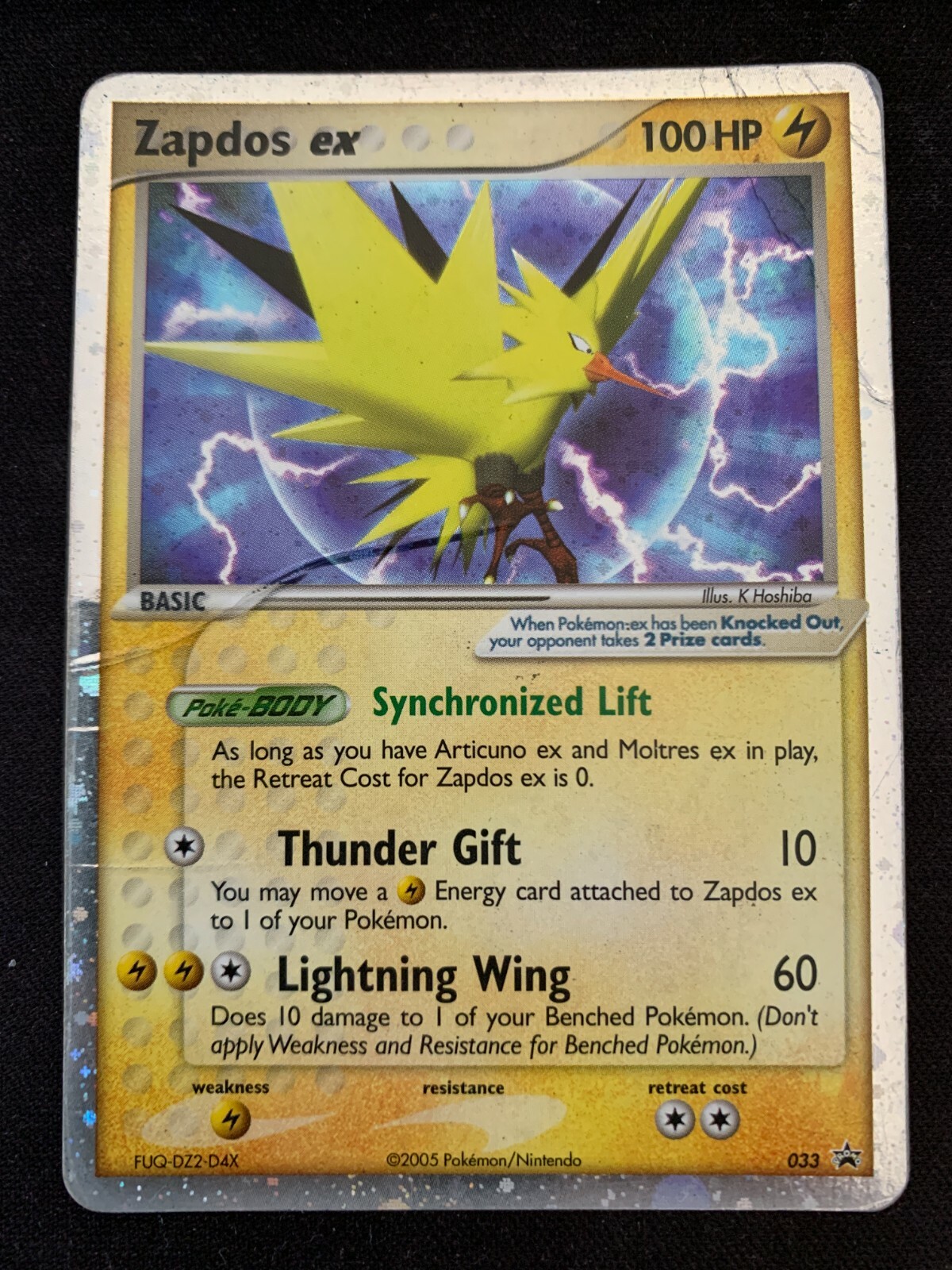 Pokemon Zapdos ex 033 Holo Black Star Promo Heavily Played