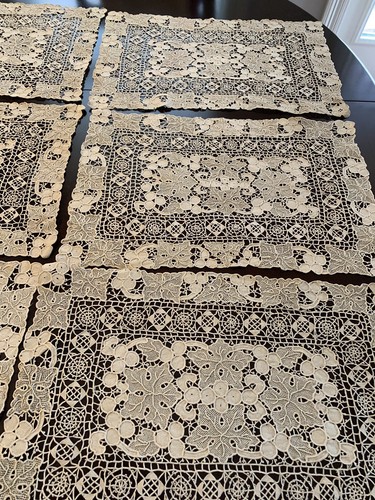 Antique FRENCH LACE CROCHET Placemats 6 +2