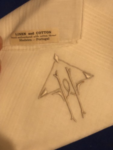 12 VINTAGE Variety WHITE LINEN NAPKINS MONOGRAMMED With An H Portugal And China