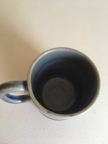 Vintage Irish Porcelain Fireplace Living Room Scene Blue-Green Coffee Mug