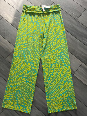 TRINA TURK TRELLIS COVER UP SWIM PANTS, BLUE/GREEN MULTI, NWT $162