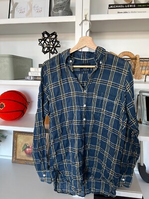   Drake's Drakes London Plaid Multicolor Tencel Cotton Shirt 15.5 39 XS