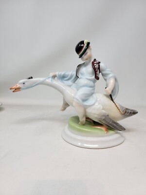 Herend Boy Riding Goose Large Figurine 5515 MCD Ludas Matyi