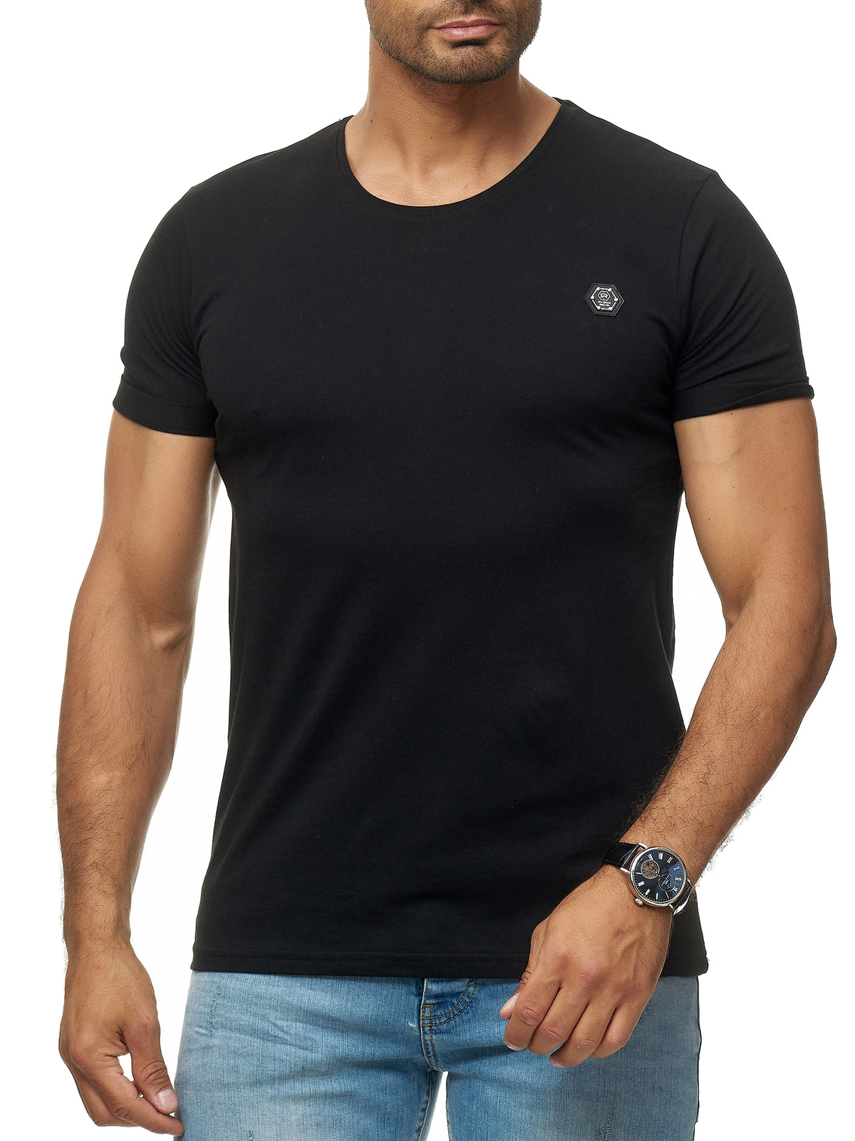 RED BRIDGE T-Shirt da Uomo a Manica Corta Scollo V Classy Fit Marrone S