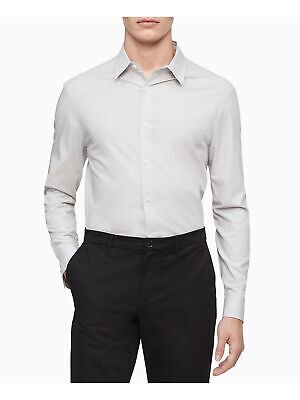 

CALVIN KLEIN Мужская бежевая рубашка из мягкого хлопка с длинным рукавом и острым воротником на пуговицах, Бежевый, 40FM133