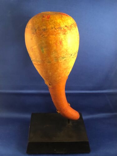 Antique old Native American Indian HOPI painted  GOURD RATTLE Pueblo w/ stand