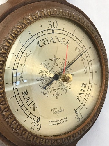Vtg Wood Look Taylor Temperature Compensated Hygrometer Thermometer Barometer