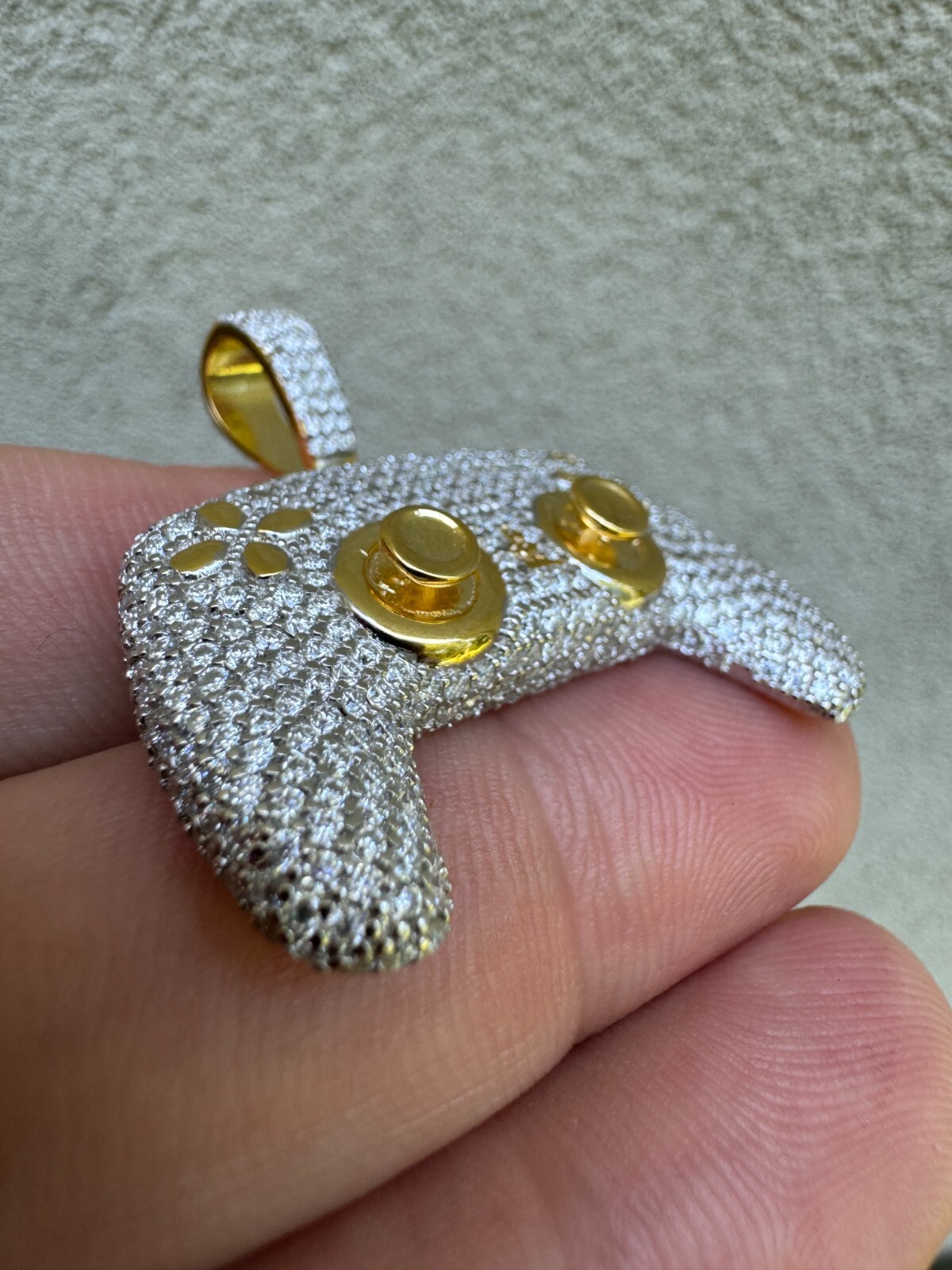 Pre-owned Harlembling Playstation Ps5 Controller Iced Pendant Moissanite 925 Silver 14k Gold Necklace