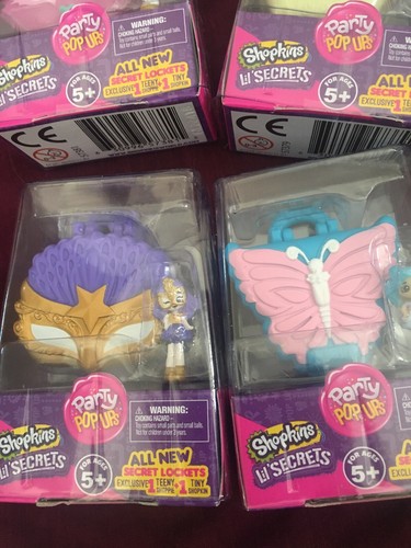 4 SECRET LOCKETS Shopkins LIL SECRETS Party Pop Ups Exclusive Teeny Shopkin