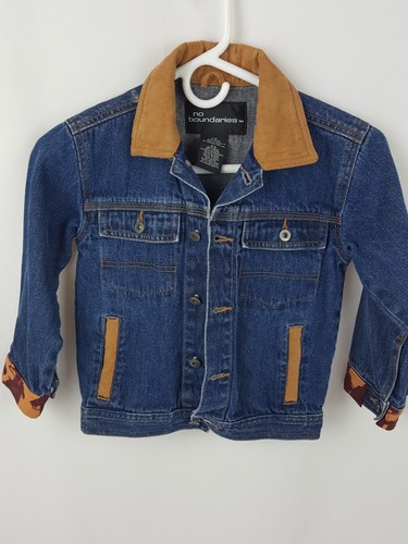 No Boundaries Western Rodeo Cowboy Country Roping Style Jean Jacket Kids 4/5
