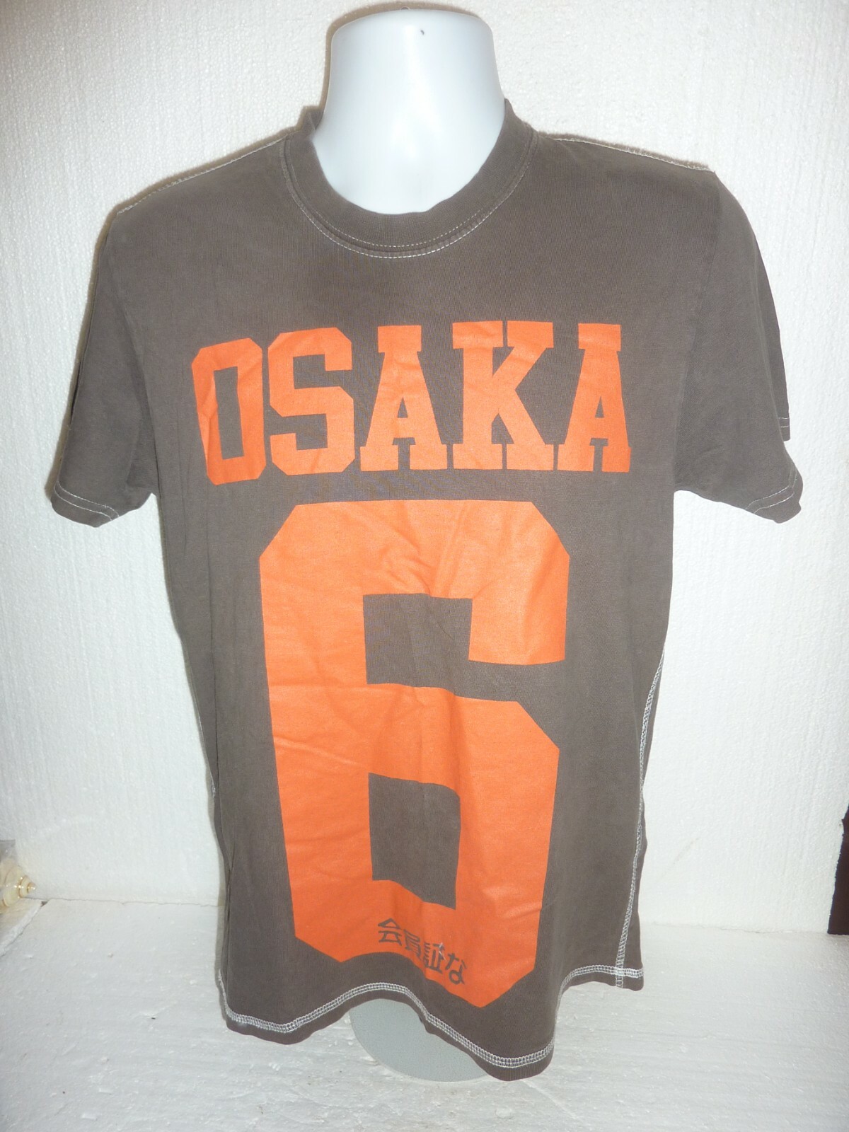 Superdry Shirt Men Size M Osaka 6 Big Logo Gray Red Cotton