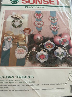 SUNSET VICTORIAN ORNAMENTS Plasticpoint KIT #19009 New In Package Dimensions  92