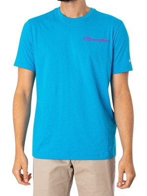

Мужская футболка с рисунком Comfort на спине Champion, синяя, Синий, 218482-BF004
