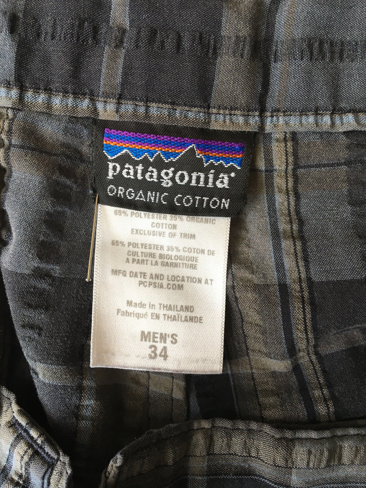 PATAGONIA Mens Plaid Organic Cotton Casual Shorts Size 34