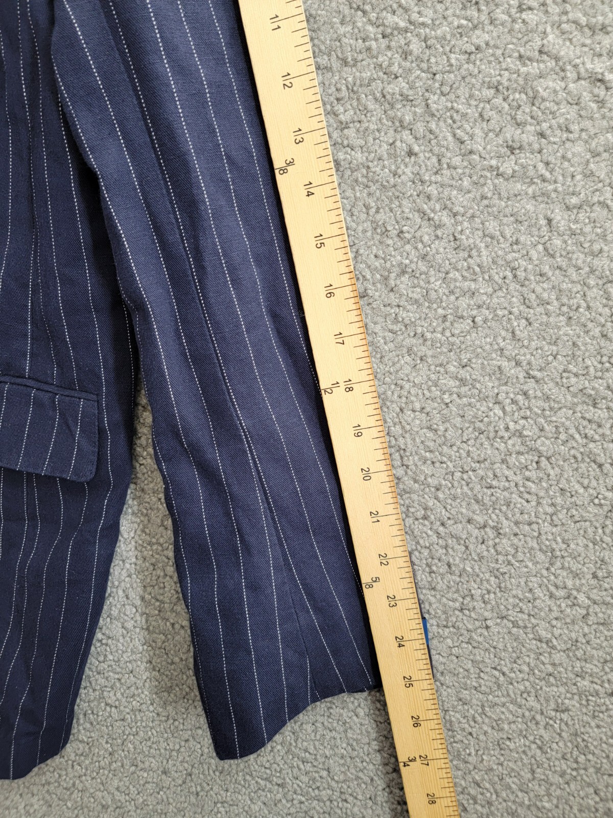 Polo Ralph Lauren Soft Pinstriped Sport Coat Men's 46L Navy Linen Blend Pockets - Picture 5 of 20