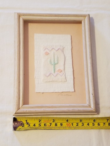 Framed Hand Cast Paper Art -mixed media - signed - FINAL LISTING