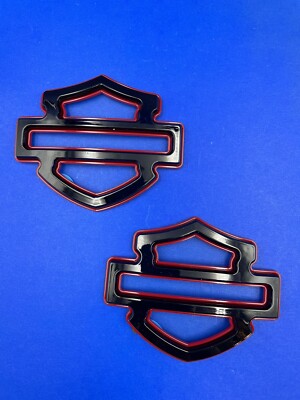  2x Harley CVO Custom Tank Emblems 3D Black & Red Double Layer  ️
