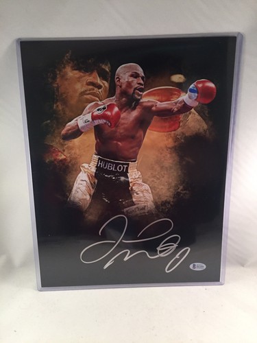 FLOYD MAYWEATHER JR SIGNED 11x14 METALLIC PHOTO BECKETT BAS TMT