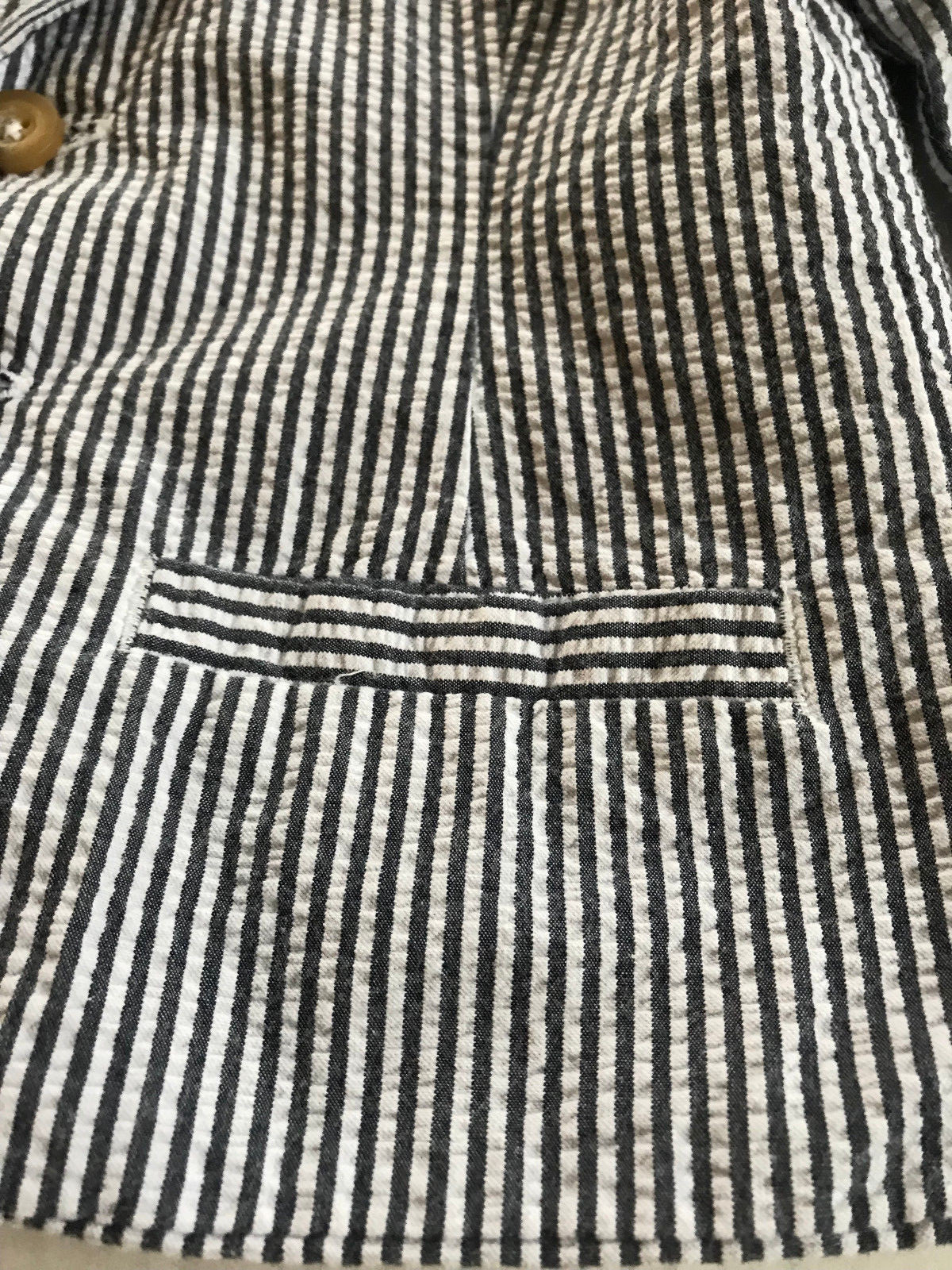 Cherokee Boys Blue/Gray White Striped Seer Sucker Sport Coat Blazer Size 12m