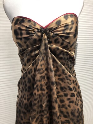 NWT Strapless Leopard Cocktail Dress, Hi-Low, Size 4